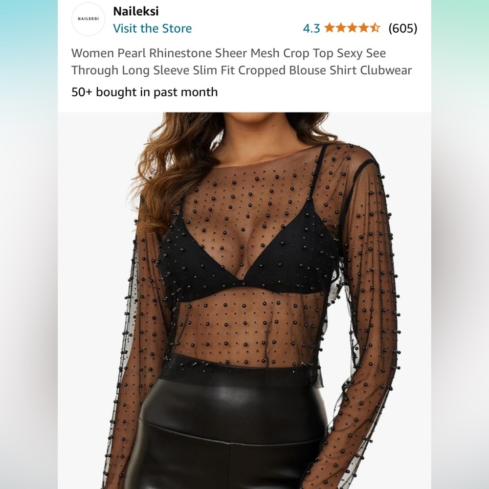 Rhinestone, Mesh Crop Top